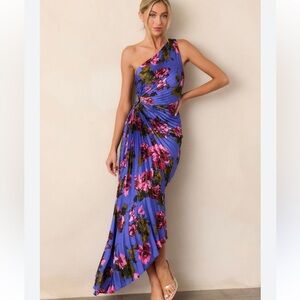 NWT Dress Forum VIOLET FLORAL ASYMMETRIC ONE SHOULDER MAXI DRESS Small S